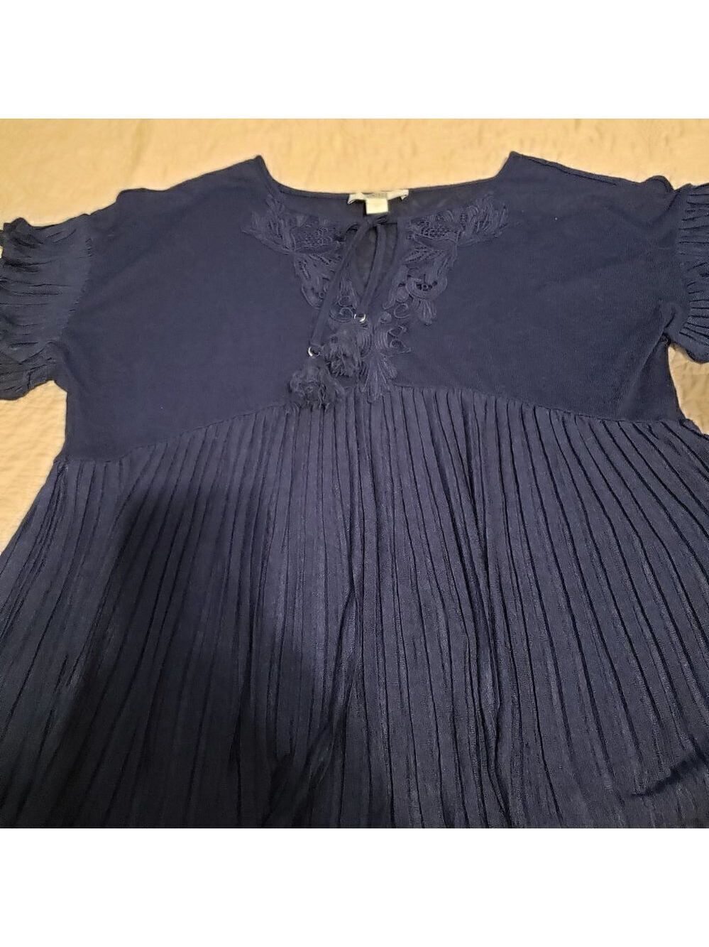 Vintage America Peplum Top-Navy